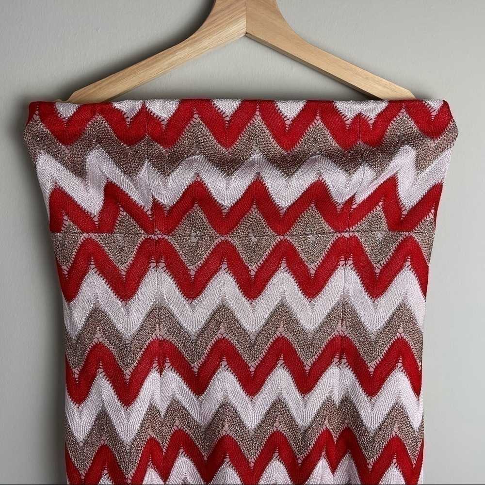 NEW Missoni Chevron Knit Zigzag Sleeveless Mini Dress in White/Red Size 46 - Picture 6 of 16